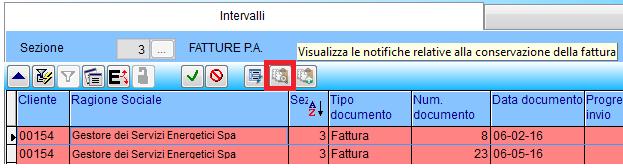 Cliccare ora sull'icona dedicata: Se esiste solo una notifica relativa alla fattura, la stessa verrà visualizzata direttamente.