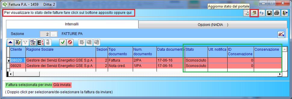 Dal - Al: è possibile indicare le date entro cui cercare le fatturegse Da cliente: indicare il cliente GSE per ottenere una ricerca piu' veloce A cliente: indicare il cliente GSE per ottenere una