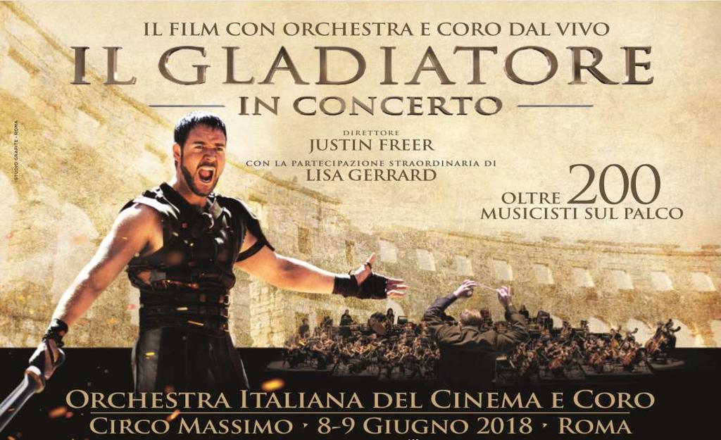 Dopo il sold out nel resto del mondo, per la prima volta in Italia, la performance Live di uno dei più grandi successi del cinema mondiale dedicato a Roma antica, in un luogo dove la sua storia è