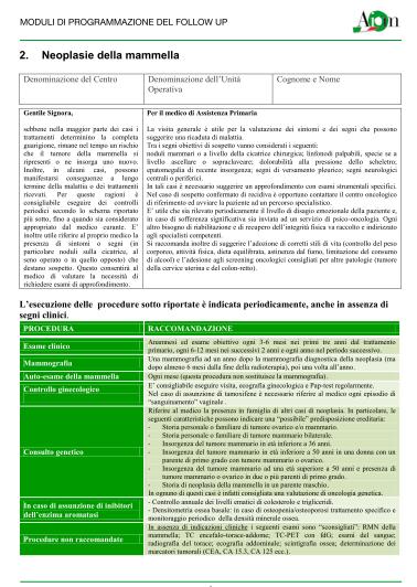 I Survivorship care plans Informazione univoca al paziente Strumento di comunicazione tra specialisti e