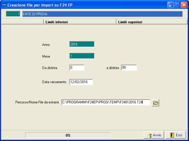 Nuovo Modello F24 EP: Creazione file per import su F24 EP (3 di 5) Questa funzione è presente nel menù: Elaboraz.Mensili o F24 EP (Provv 154279 del 01/12/2015).