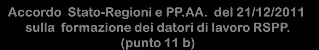 Riconoscimento della formazione pregressa per dirigenti Accordo Stato-Regioni e PP.AA. del 21/12/2011 sulla formazione dei datori di lavoro RSPP.