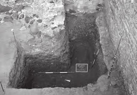 Fig. 3 - Nora, Area PT/p. Foto di fine scavo. Fig. 4 - Nora, Area PT/p. UUSS 29015-29016 - fondazione del muro N della vasca del frigidarium (US 28502).