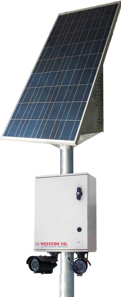 Sistema video-sorveglianza alimentato da modulo fotovoltaico SSL-TVCC TELECAMERA: - CCD SONY color super HAD - Illuminatore 24 LED IR, 40mt - Obbiettivo 2.