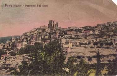 La cartolina fu spedita da un gruppo di militari che si trovavano presso Pereto. Viaggiata nel 1940 con affrancatura di 20 centesimi di Lire. È riportata una vista panoramica.