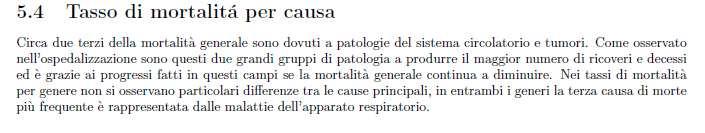 I valori dell indicatore per la zona fiorentina, sia per i Maschi che per le Femmine,