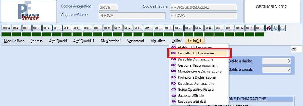 Procedere con la scelta CD cancella dichiarazione: In questo modo è possibile, accedendo alla gestione