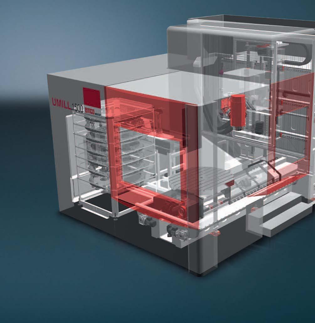 1 STRUTTURA COMPATTA La struttura ad elevate stabilità permette la massima precisione con elevata dinamica 7 5 ELEVATA DINAMICA E PRESTAZIONI Testa di fresatura meccanica: 38 kw / 600 Nm / 6000 rpm