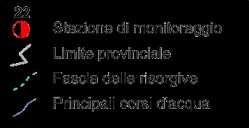 Massima assoluta mensile Media mensile ( X ) H i al giorno 29 Percentile 1 al giorno 29 H i media ( x m ) MAGGIO Differenza medie 2 x - X ) ( m Variazione mensile 3 ( ) Tendenza ultimi 1 giorni 14