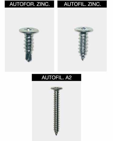 Viti a testa ribassata autoforanti e autofilettanti Materiale acciaio zincato bianco e inox A. Ideali per fissaggio di accessori nei serramenti in alluminio.