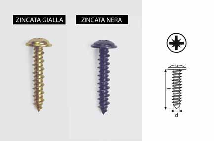 Viti autofilettanti testa fungo più flangia zincata Desc.