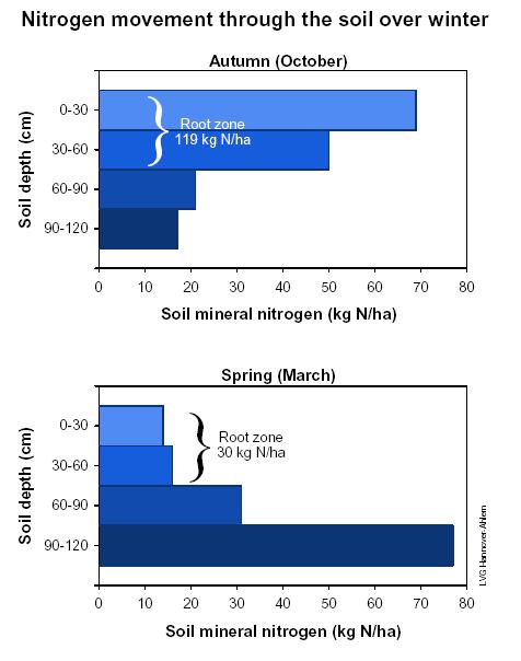 es. zone molto piovose ad elevata intensità di pioggia lisciviazione dei nutrienti (soprattutto nitrati) inquinamento della falda ipodermica Soil mineral N (kg