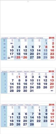 ART. 67 - Calendario a 3 blocchi new CALENDARI DA PARETE A BLOCCHI 3 I = mensili incollati al supporto cartone S = mensili applicati al supporto di