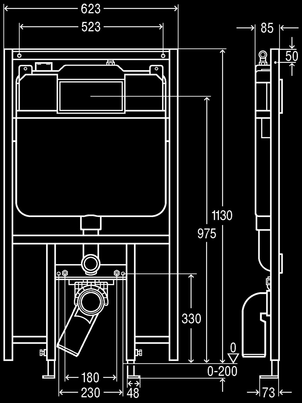 3.1.2 Dimensioni di montaggio Dimensioni 3.1.3 Utensili necessari Trapano con punta da 10 mm Chiave a cricchetto con