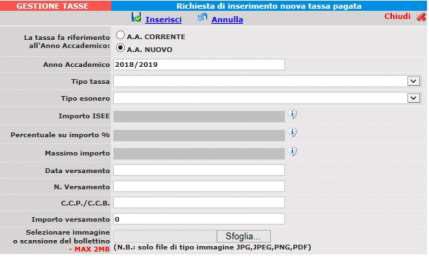 CORSI PRE-ACCADEMICI Attestazione del versamento della tassa governativa di iscrizione di 21,43, sul c/c postale n.