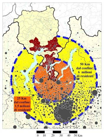 Un bacino rilevante di traffico transfrontaliero Popolazione residente in Ticino: 330 000 Concentrazione sul 15% della superificie dell 80% della popolazione e del 90% dei posti di lavoro Pendolari