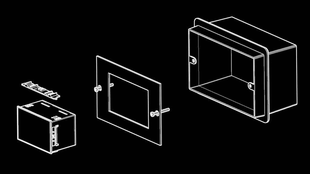 UNIVERSAL ITALTRONIC Nella gamma Cbox, la linea UNIVERSAL è disegnata per applicazioni di dispositivi eletronici sulla parte frontale delle scatole elettriche generalmente incassate nel muro o nel