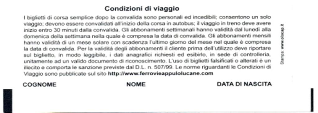 Su specifica del cliente, i biglietti ferroviari di corsa semplice possono essere emessi dai banchi vendita informatizzati di stazione valevoli per giorni non corrispondenti alla data di emissione.