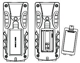 4 Descrizione del sistema 4.1 Pile e livello della batteria Questo distanziometro funziona con 2 x pile AAA.