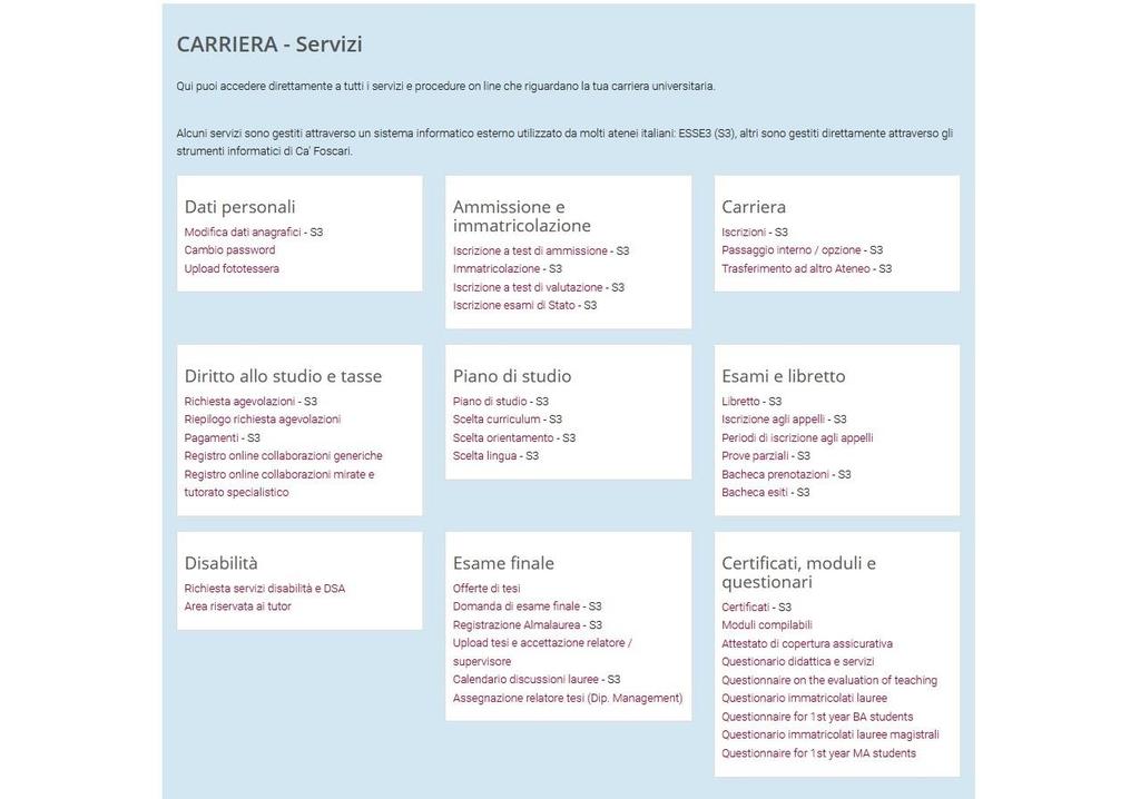 1. Accedi alla tua Area riservata del sito web di Ateneo www.unive.