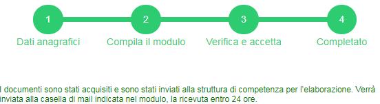 Verifica se la domanda è pervenuta all'amministrazione Dopo aver selezionato il comando Confermo ed accetto quanto sopra riportato, si visualizza a video un messaggio di avvenuta acquisizione del