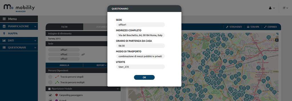 La visualizzazione su mappa Identità: se il questionario non è