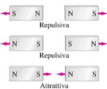 Le calamite interagiscono tra loro con forze attrattive o repulsive: poli di diverso tipo si attraggono, poli dello stesso