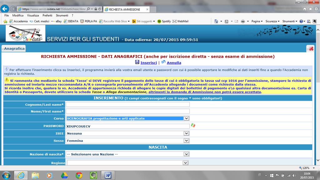 Fig. 4 INSERIRE IL CORSO PRESCELTO FRA I SEGUENTI DI SEGUITO INDICATI Fig.