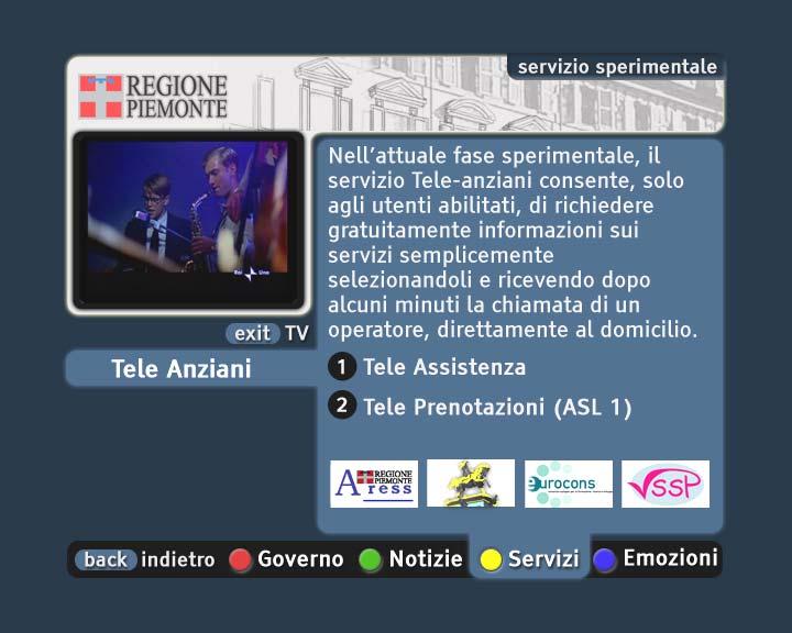 DTT: il Piemonte anticipa il Bando CNIPA POA Piemonte On Air Portale interattivo diffuso sulle frequenze televisive digitali terrestri della RAI (Centro Ricerche) i servizi offerti: Tele Assistenza: