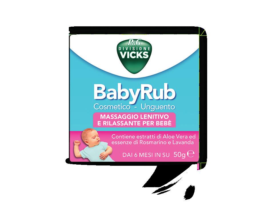 Insieme a BabyRub Grazie ai suoi ingredienti e fragranze rilassanti, Vicks BabyRub fa in modo che il massaggio ai nostri piccoli sia ancora più dolce e speciale.