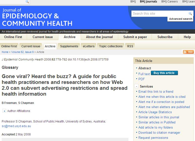 Gone viral? Heard the buzz? A guide for public health practitioners and researchers on how Web 2.