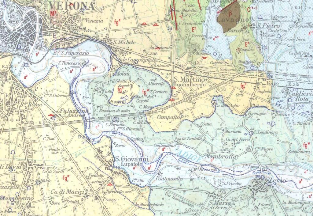 1 SITUAZIONE GEOLOGICA E GEOMORFOLOGICA La zona appartiene alla pianura alluvionale del fiume Adige ed il sottosuolo è costituito dai sedimenti deposti da tale corso d acqua.