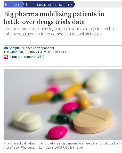 Le industrie farmaceutiche mettono in atto una strategia di mobilizzazione dei pazienti nella battaglia sull accesso ai dati degli studi, per