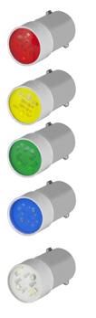 Lampadine Lamps BA9S Led luce fissa BA9S Steady light led lamps 6V AC-C Rosso / Red 2 5 010BA9SLR6 Giallo / Yellow 2 5 010BA9SLG6 Verde / Green 2 5 010BA9SLV6 Blu / Blue 2 5 010BA9SLBL6 Bianco /