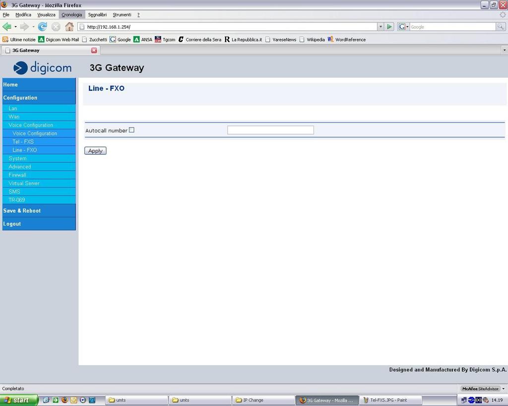 3.3.1 Voice Configuration PREMESSA. Nel seguente documento si farà riferimento a due diverse interfacce telefoniche:fxs e FXO.