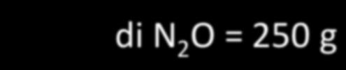 454 g di NH 4 NO 3 N 2 O + 2 H 2 O STADIO 3: Convertire le moli di prodotto/i in massa di prodotto/i STADIO 4 Quanto N 2 O si forma?