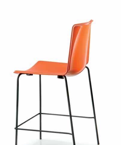 Tweet stackable barstools have bi-injected moulding polypropylene shell, one-colour or bicolour version.