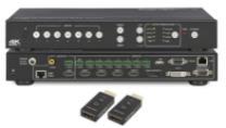 KANEXPRO PRESENTATION SWITCHER e SCALER KNX HDSC31D4K (HDSC31D4K) Switch & scaler dotato di 3 ingressi video (1 HDMI, 1 DisplayPort e 1 VGA) ed 1 uscitea HDBaseT PoE (la lunghezza massima di cavo Cat.