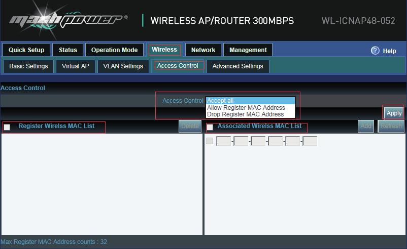 Impostazioni VLAN: Come il tag VLAN, inserire l ID dello switch VLAN nella parte bianca e cliccare su APPLICARE quando terminato.