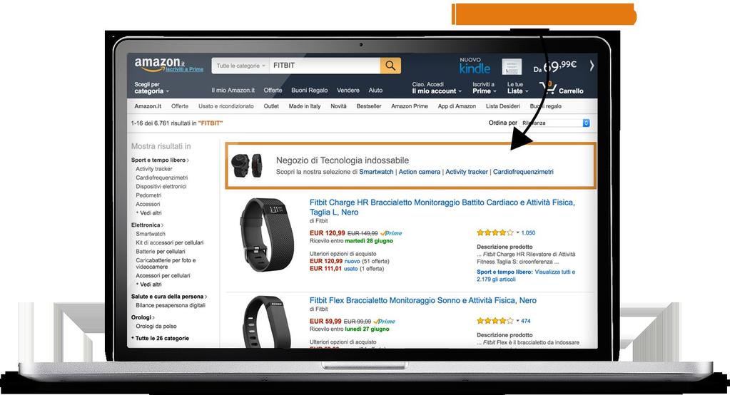 AMAZON MARKETING SERVICES Fare Advertising su Amazon Per le aziende vendere su Amazon significa ottenere buoni risultati, infatti il tasso di conversione è pari al 12,3%* contro una media di un