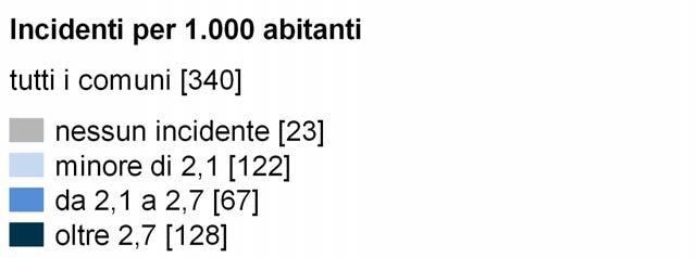 Incidenti per 1.000 abitanti 2016 La provincia di Parma si estende per circa kmq 3.