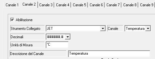 Gestione Canale Temperatura da Manometri JET-IDROSCAN-BIT02-LABDMM-PGE-TPUSB Questi manometri hanno la possibilità di fornire oltre che il valore di pressione anche la misura della temperatura.