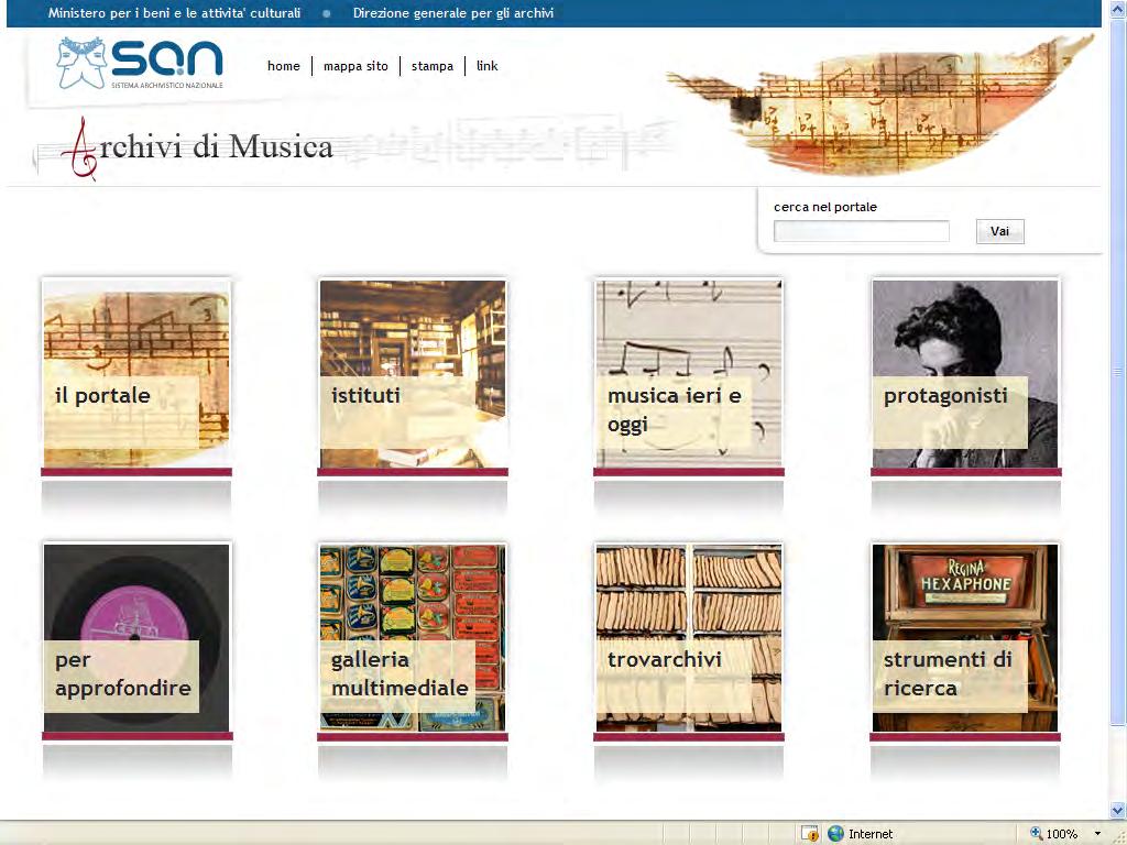 Archivi di musica Il portale, inaugurato il 17 dicembre