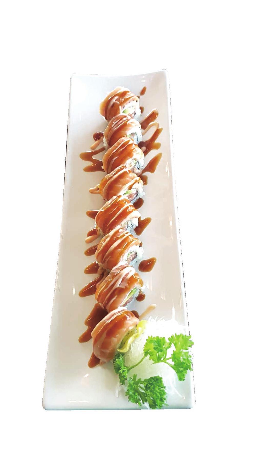 URAMAKI (sushi arrotolato con alga nera interna 8 pz) UM13. Crunchy California 7.50 UM14. Miura UM15. Yasaitem 8.