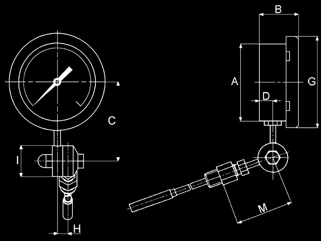 inclinazione della custodia very angle thermometer for direct vertical mounting