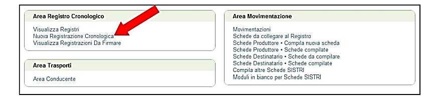 1. Selezionare il collegamento Nuova Registrazione