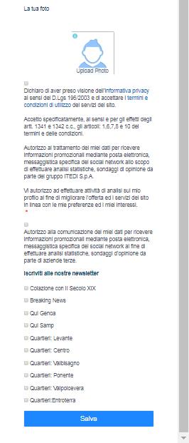 utilizzo e l autorizzazione alla comunicazione dei propri dati personali per ricevere informazioni promozionali.