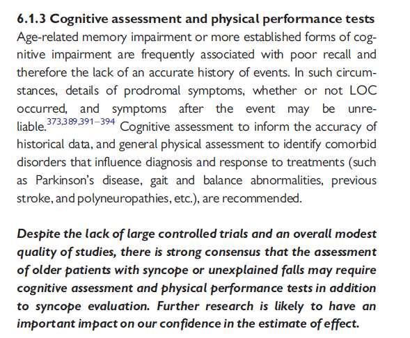 Assessment cognitivo nella sincope ESC