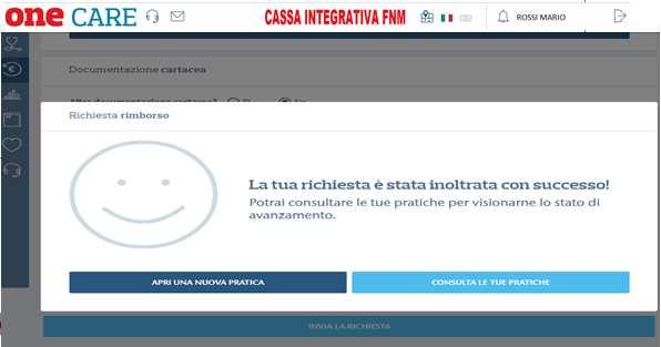 In seguito al messaggio di conferma, il Socio avrà la possibilità di inserire un altra Pratica con un altra Richiesta di sussidio o visionare la lista delle Pratiche contenti le richieste di sussidio.