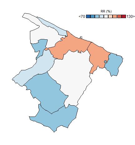 CENNI SUI TUMORI : MAPPE DEI RR «SMOOTHED» Mappe di esempio per alcuni tumori maligni di interesse in sanità pubblica Trinitapoli S.